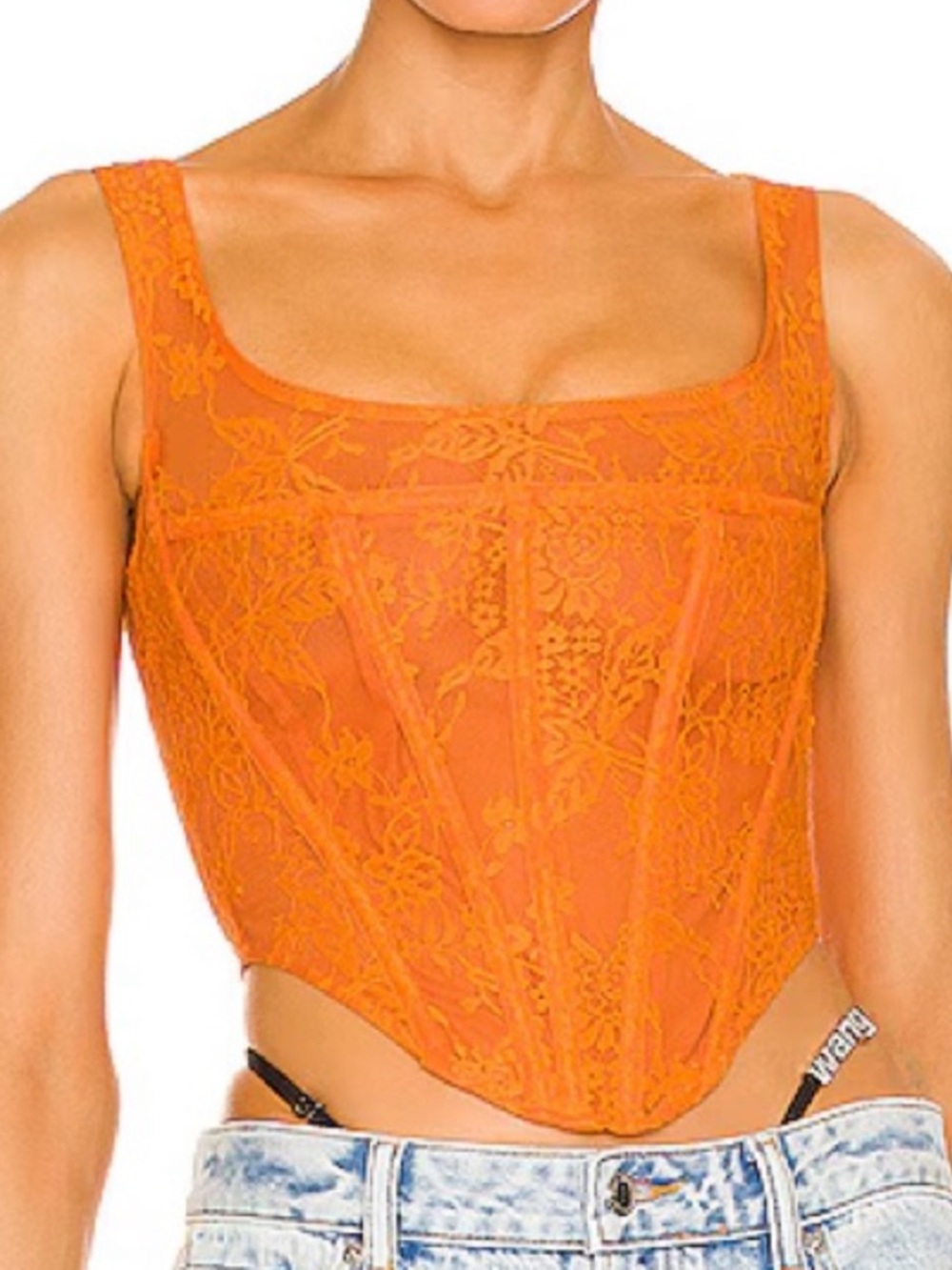 Miaou Orange Lace Corset Camisole